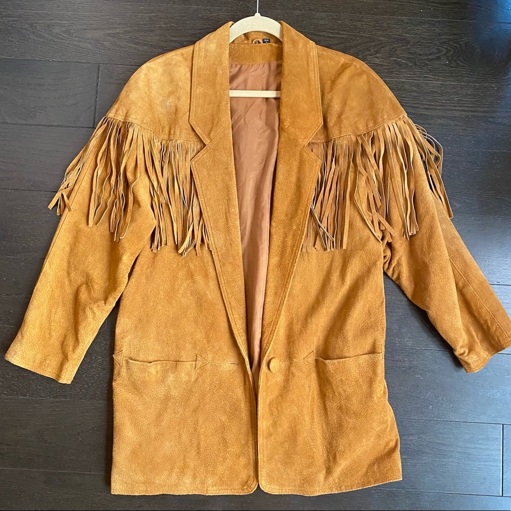 Vintage Brown Fringe Suede Leather Jacket